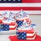 600 Pcs Patriotic Square Cupcake Liners Cupcake wrappers with red, white, and blue stars for July 4th.